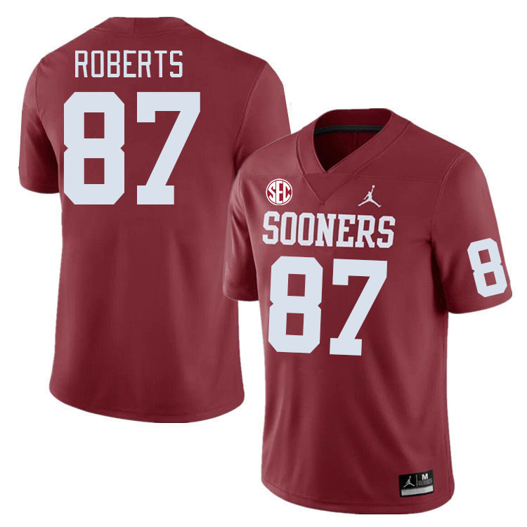 Men #87 Jake Roberts Oklahoma Sooners 2024 SEC Conference College Football Jerseys-Crimson